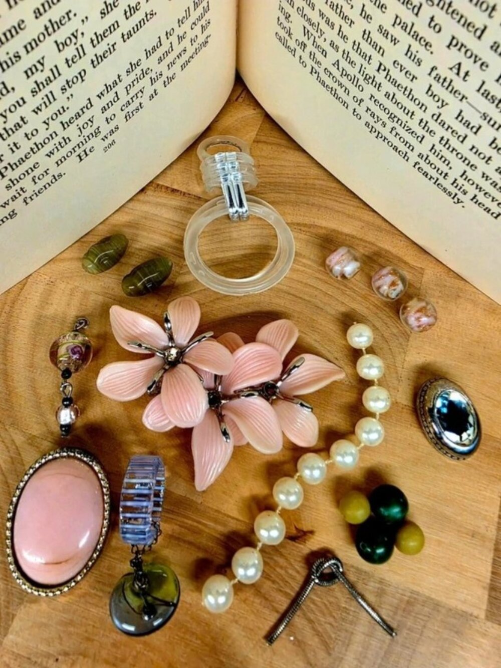 Junk Art Jewelry Curated Lot #6 "Nostalgia" Plastics Glass Beads Multi-Media Upc